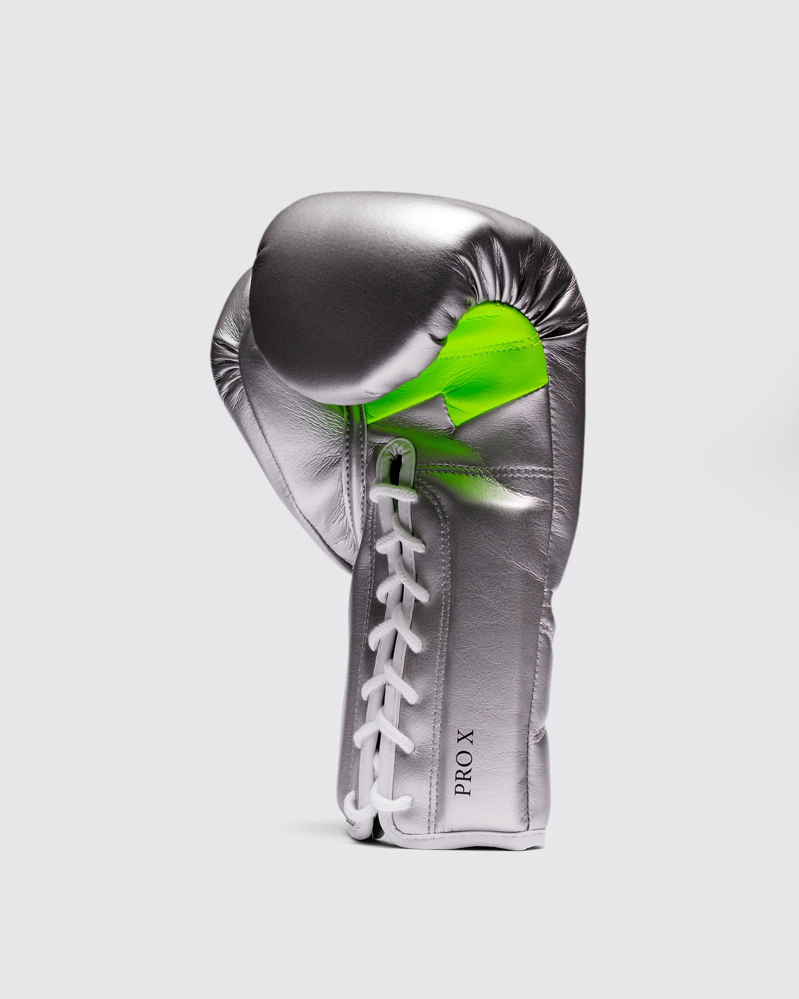 Lace-up closure and cuff line detail on Fly Superlace Pro X2 Silver/Neon gloves