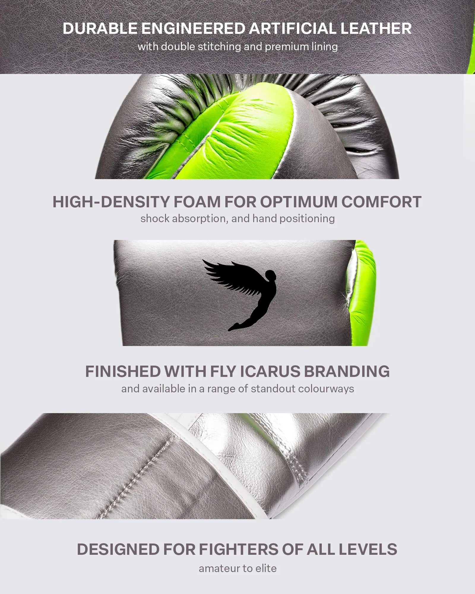 Fly Superloop Pro X2 Silver/Neon gloves used during boxing pad training