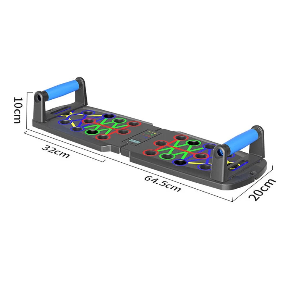 Foldable multi-functional push up board system for portable strength training