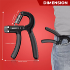 Angled shot of ergonomic 60kg hand grip strengthener for wrist and finger exercises.