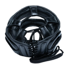 back view of black HIT N MOVE face saver headgear highlighting slim profile and visibility