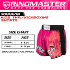 RingMaster kids kickboxing shorts with wide elasticated waistband and adjustable draw cord
