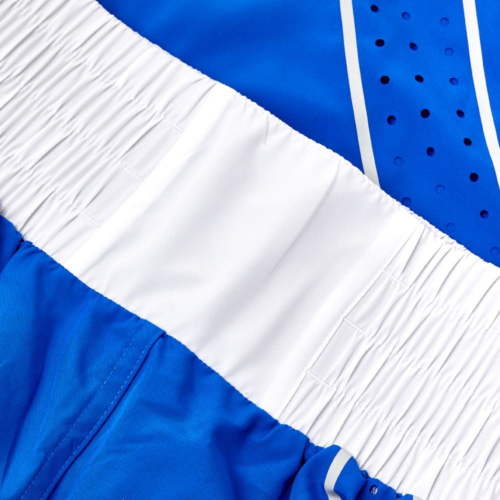 Nike AIBA blue boxing shorts close view showing fit and design