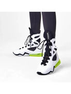 Side profile of Nike Air Max Box White Black Electric Green cardio-boxing trainers