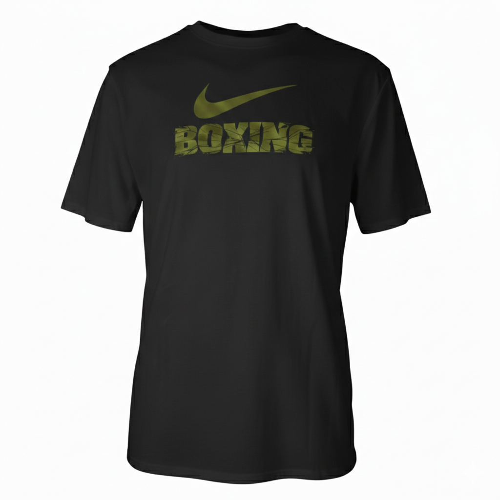 Nike Boxing Swoosh Training Tee Black Olive Green front view