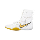 Nike HyperKO 3 Boxing Shoes in White/Gold displayed together showing the overall footwear design.