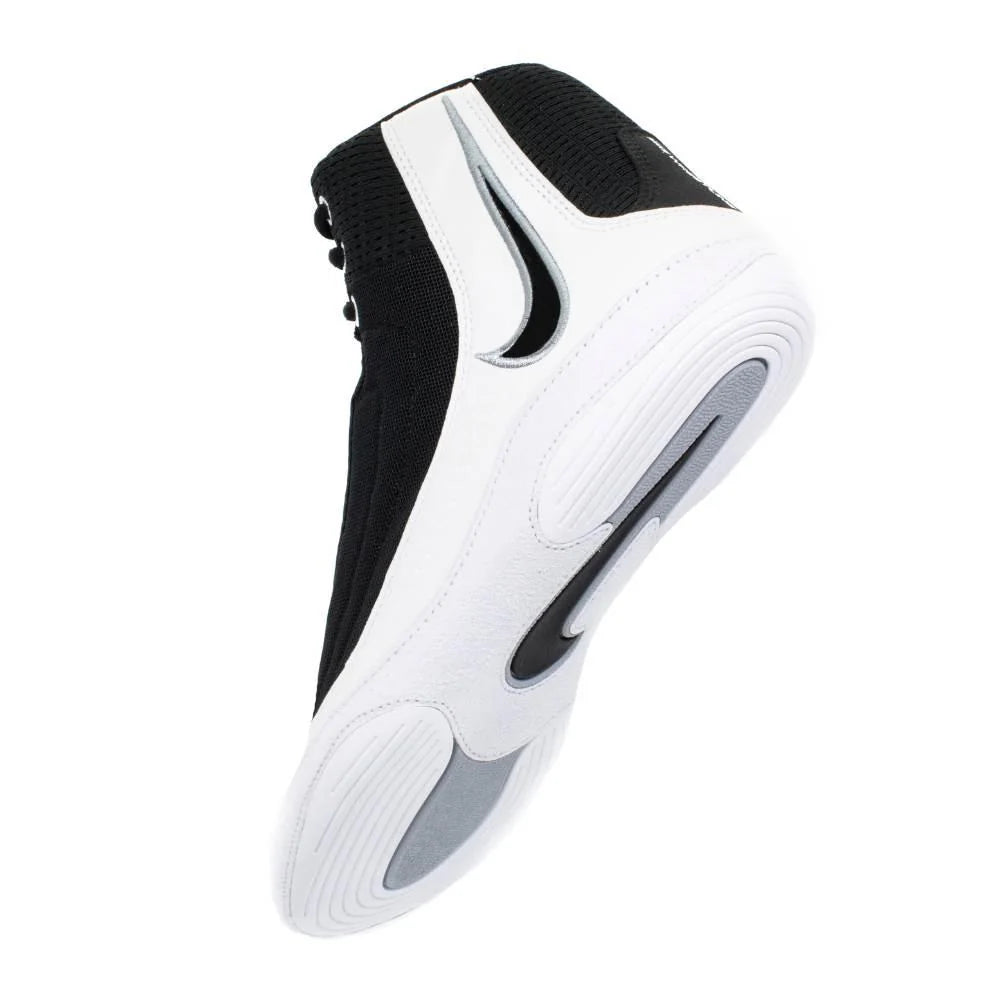 High collar ankle support close-up on Nike Inflict 4 wrestling shoes