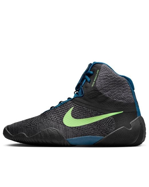 Front view of Nike Tawa wrestling shoes Anthracite and Valerian Blue