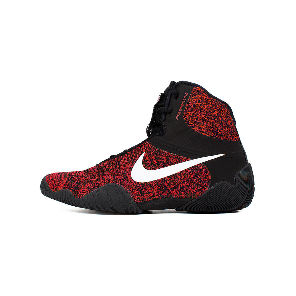 Front view of Nike Tawa wrestling shoes Black and Red Orbit Crimson