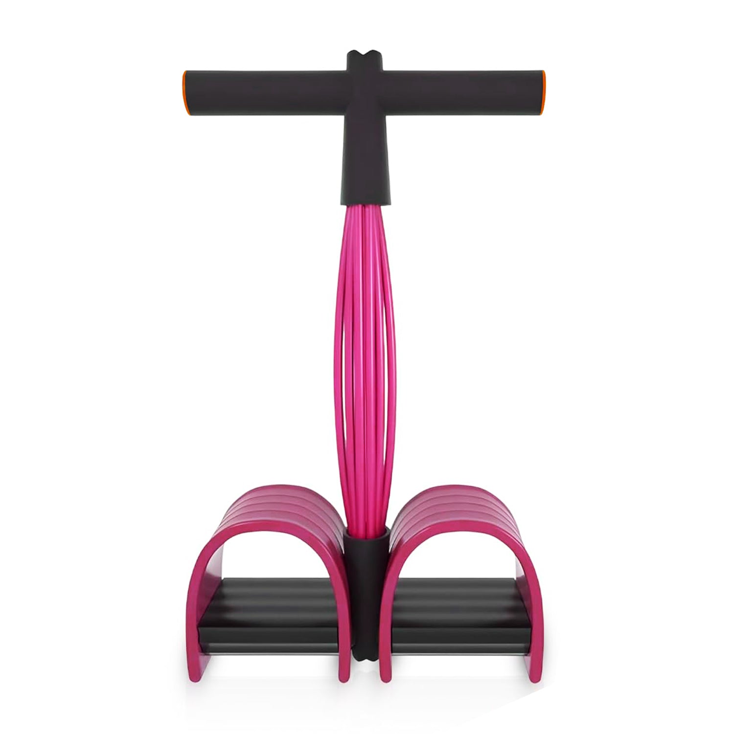 pink orange pedal resistance band with foam handles and non slip pedals