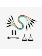 Close-up of resistance bands labelled 3kg to 7kg