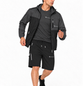 RingMaster Charcoal Black 3 piece boxing training set with windbreaker T-shirt and shorts