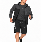 RingMaster Charcoal Black 3 piece boxing training set with windbreaker T-shirt and shorts