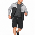 RingMaster Charcoal Grey 3 piece boxing training set with windbreaker T-shirt and shorts