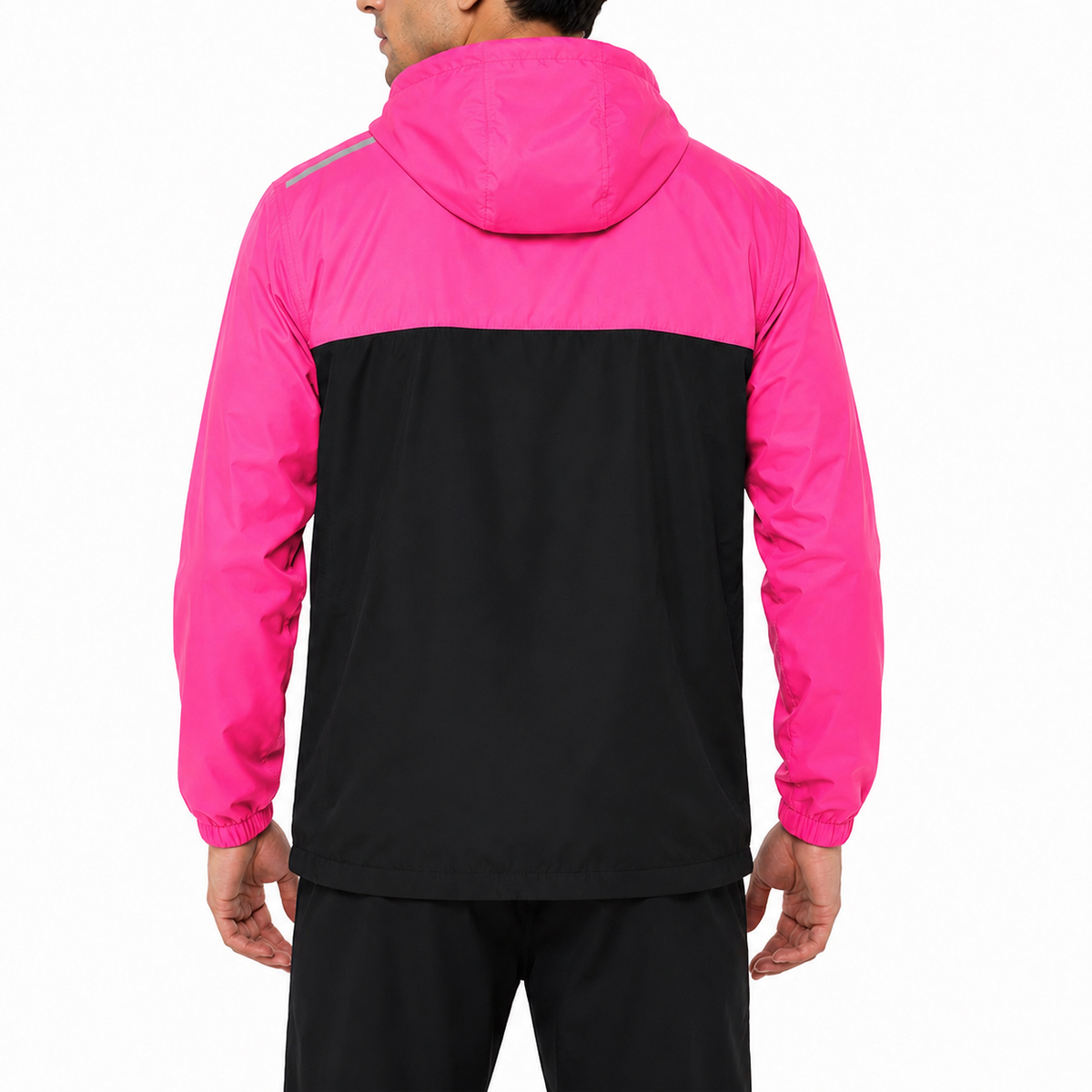 Black RingMaster shorts with drawcord waistband zip pocket detail pink accents and reflective accents