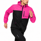 RingMaster Black Pink windbreaker jacket with hood front zip chest pocket and reflective accents