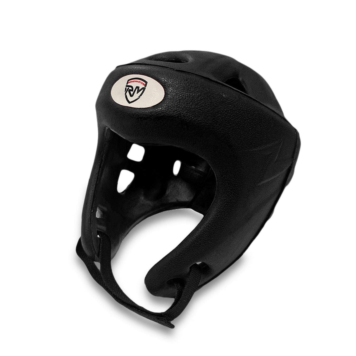 Black open-face RingMaster headguard used in K1 kickboxing sparring