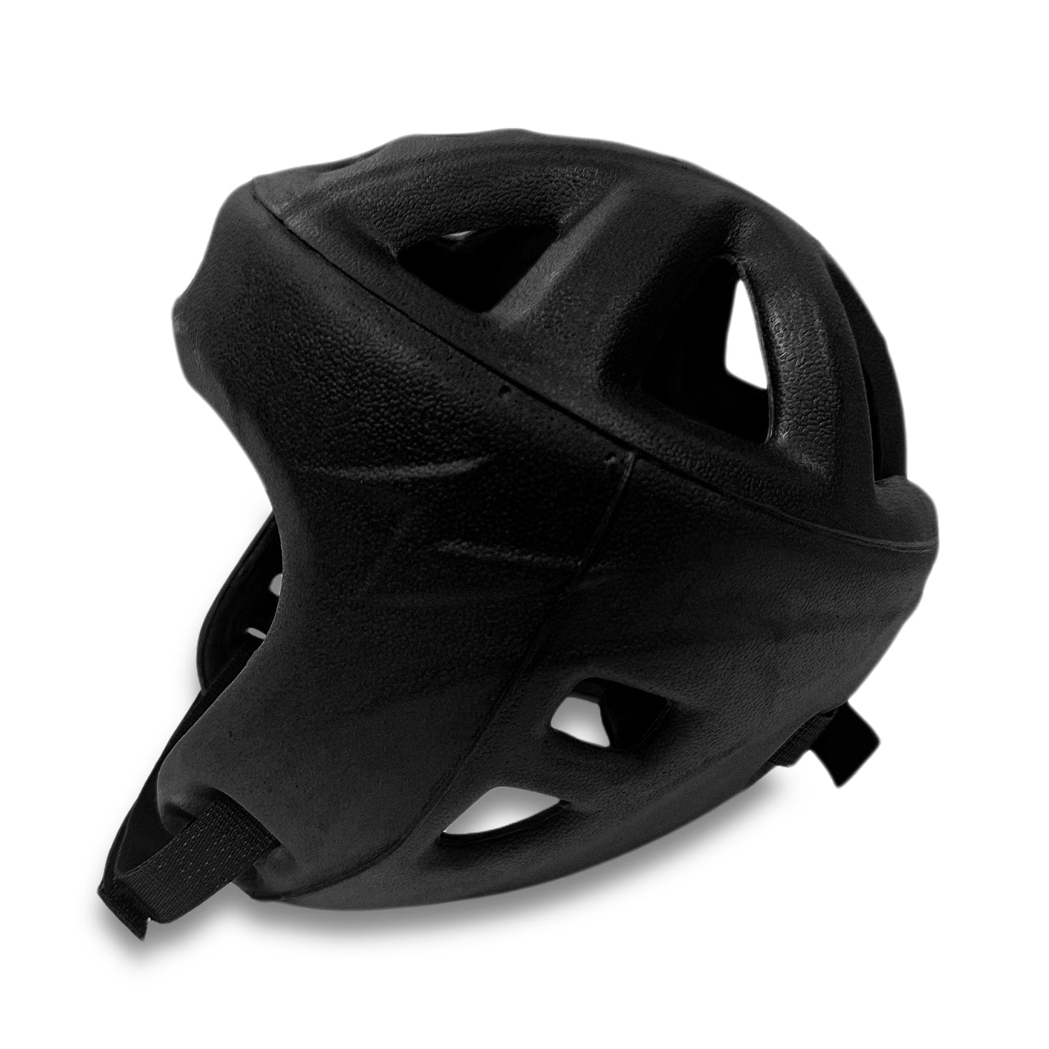 Side profile of black RingMaster Sports headguard showing ergonomic design.