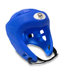 training in blue RingMaster Sports open-face headguard.