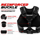 Close-up of reinforced buckle closure on RingMaster body protector