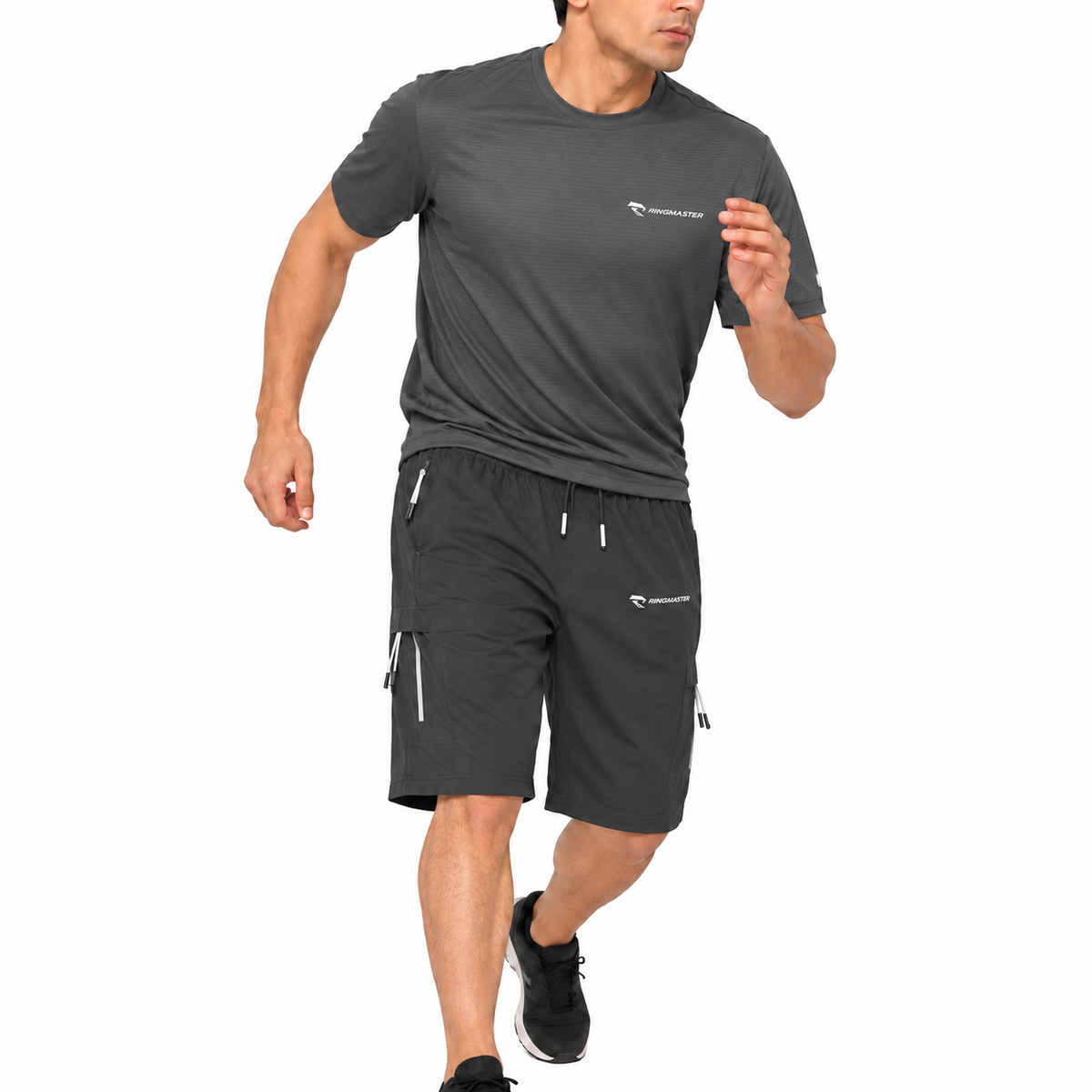 RingMaster boxing training set care label showing 95 percent polyester and 5 percent elastane
