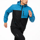 RingMaster Black Blue hooded boxing windbreaker with front zip chest pocket and reflective accents