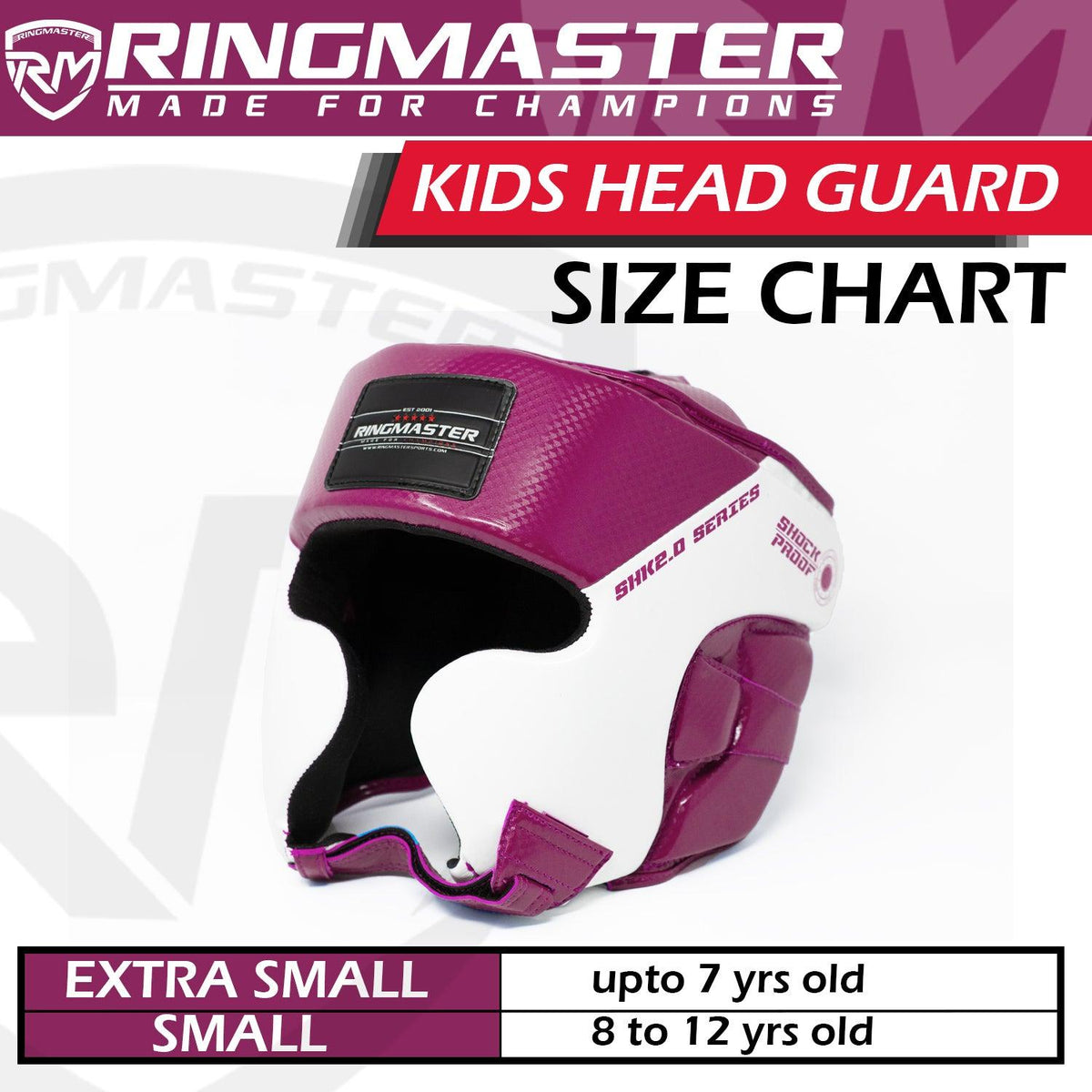 RingMaster Sports purple and white children’s boxing head guard