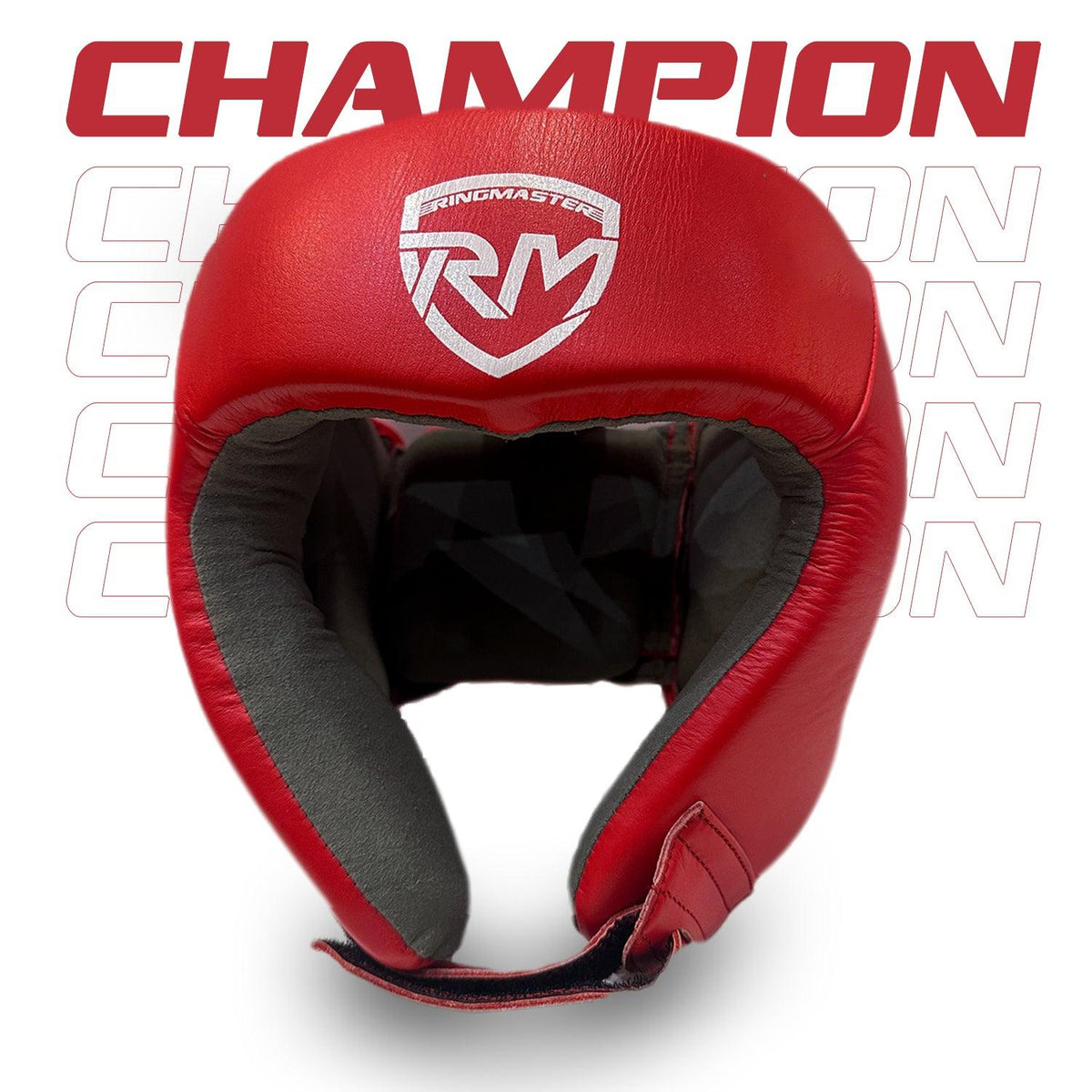 Red RingMaster Sports genuine leather boxing headgear