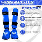 RingMaster Sports blue Karate shin instep guards with IMF padding