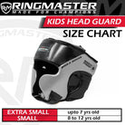 RingMaster Sports silver and black children’s boxing head guard