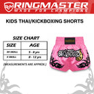 Kids Muay Thai shorts worn during Muay Thai pad training session