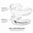 Close-up of RingMaster mouthguard soft inner gel lining and dual-layer construction