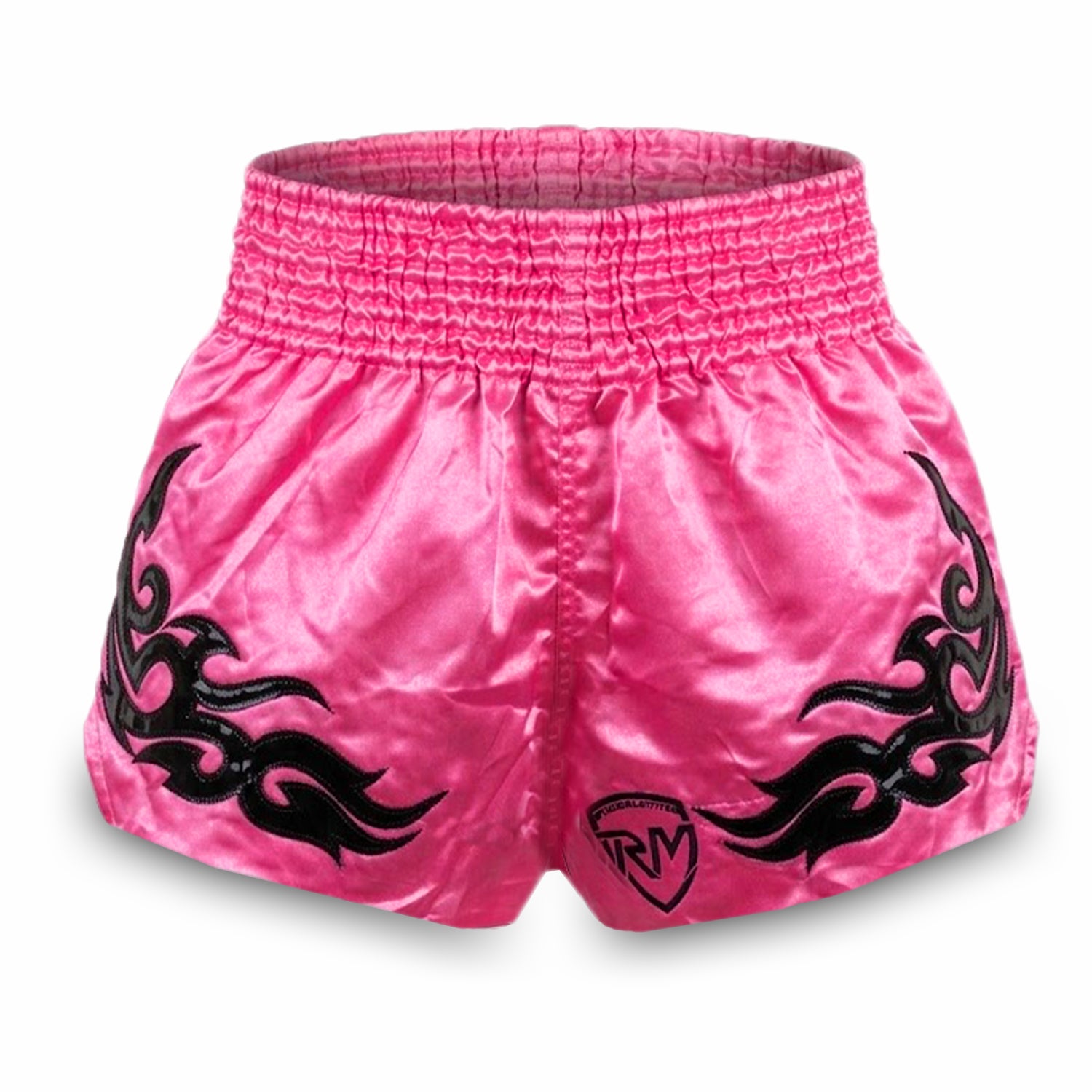 Back view of Ringmaster Muay Thai shorts showing Muay Thai script applique