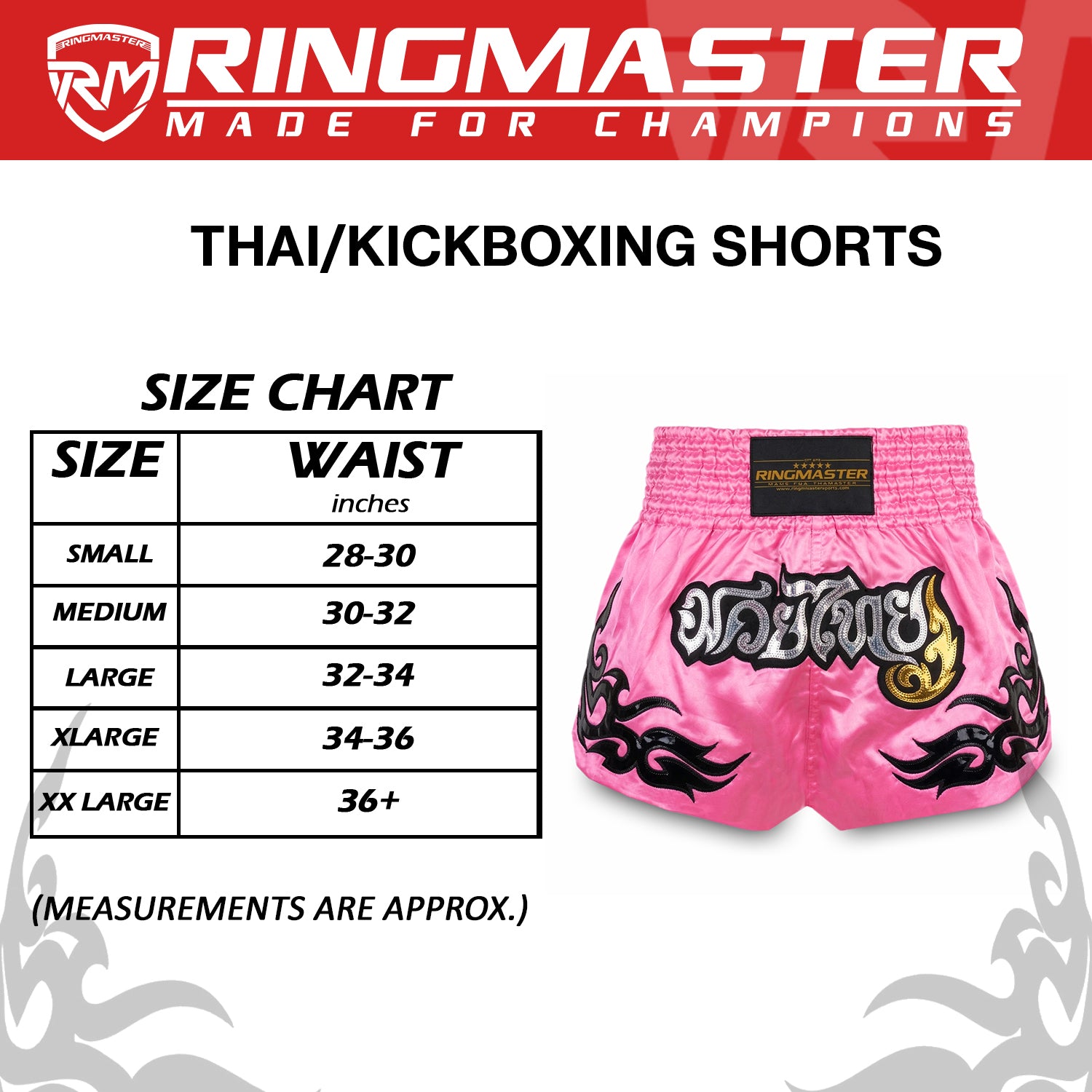 Ringmaster Muay Thai shorts worn during Muay Thai pad training session