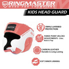 Pink and white RingMaster Sports kids boxing headgear