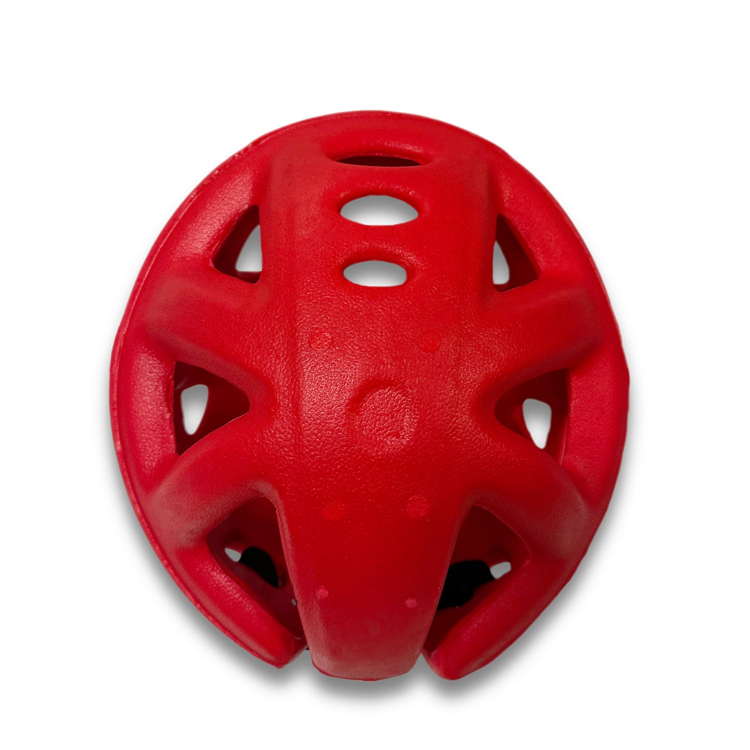 top view of red open-face RingMaster Sports headguard.
