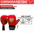 RingMaster Sports red kids karate gloves with IMF contoured padding
