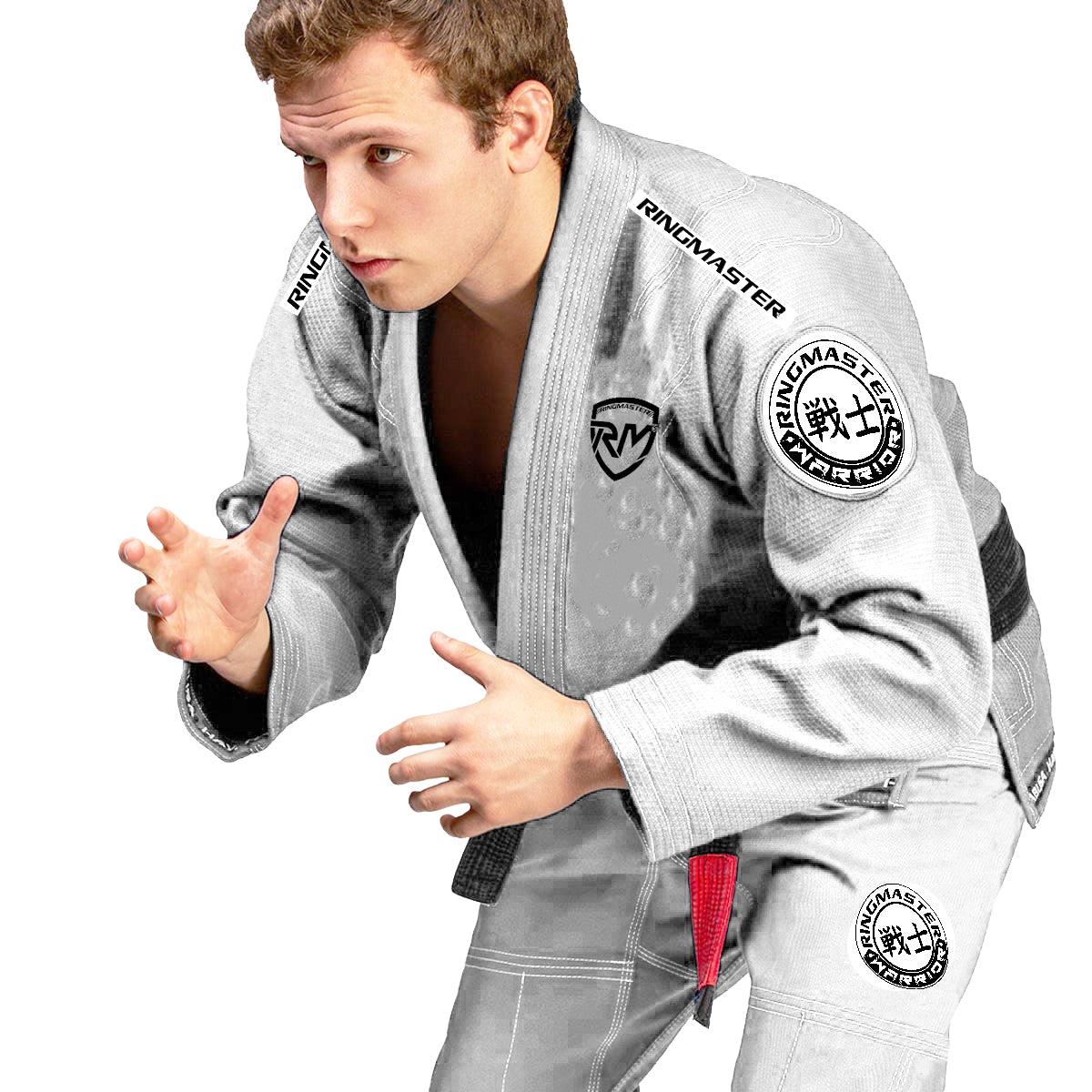 RingMaster Sports Senshi Series white BJJ Gi in 100% cotton pearl weave
