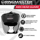 Silver and black RingMaster Sports kids boxing headgear
