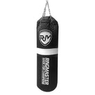 RingMaster Sports punch bag showing 4-panel heavy-duty metal chain with S-hooks and swivel for secure hanging.
