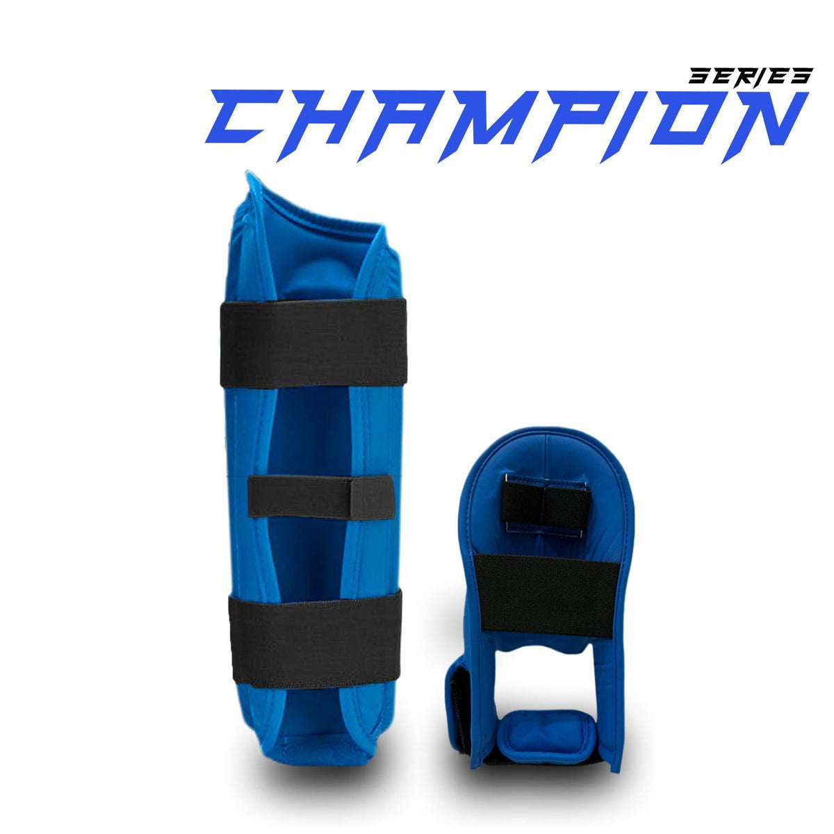 RingMaster Sports blue WKF Style Karate shin instep pads