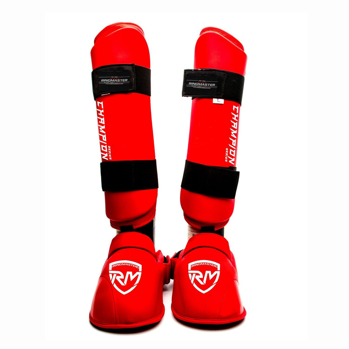 RingMaster Sports WKF Styled Karate shin instep guards in red