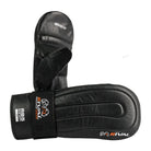 Black Rival RB5 Bag Mitts shown from the front with compact genuine leather training-mitt construction