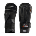 Rival RB5 Bag Mitts in Black shown from the palm and wrist side with ventilated palm and hook-and-loop strap visible