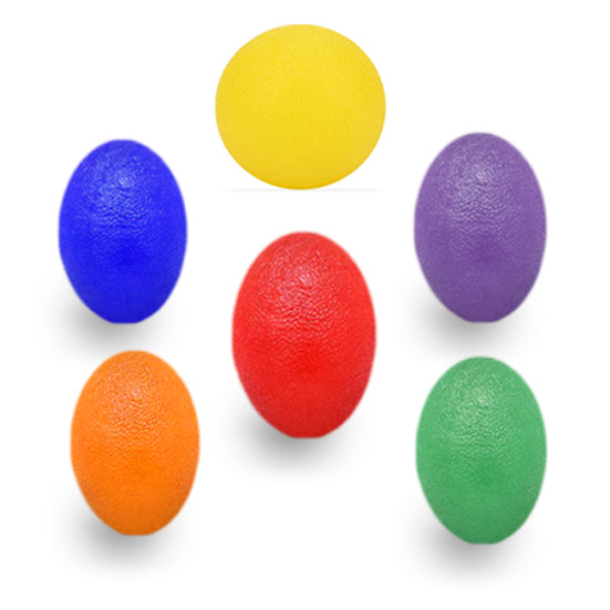 Silicone hand grip ball set showing all colours and resistance levels