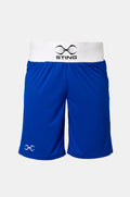 Sting Mettle Blue boxing shorts made from lightweight diamond weave fabric for breathability and comfort.