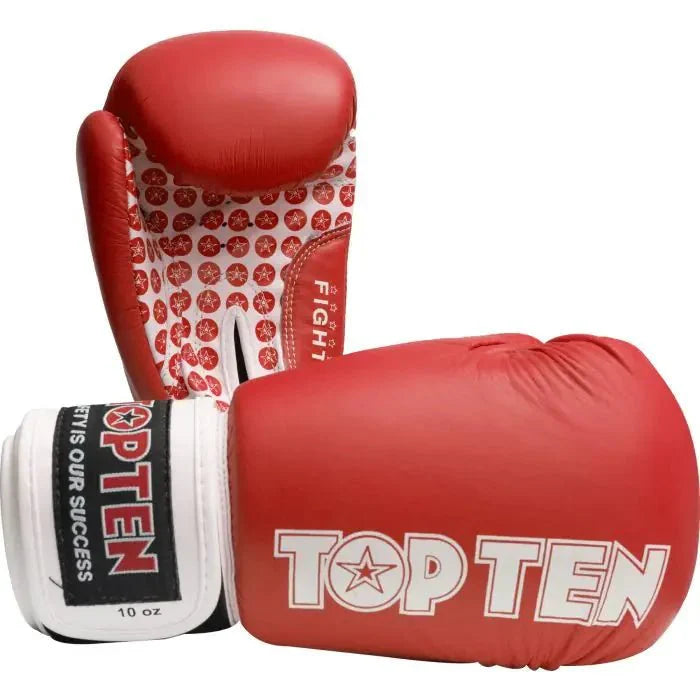 TOP TEN Boxing Gloves Fight Red WAKO approved gloves front view for kickboxing
