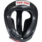TOP TEN Competition Fight Head Guard Black front view showing WAKO approved martial arts head protection