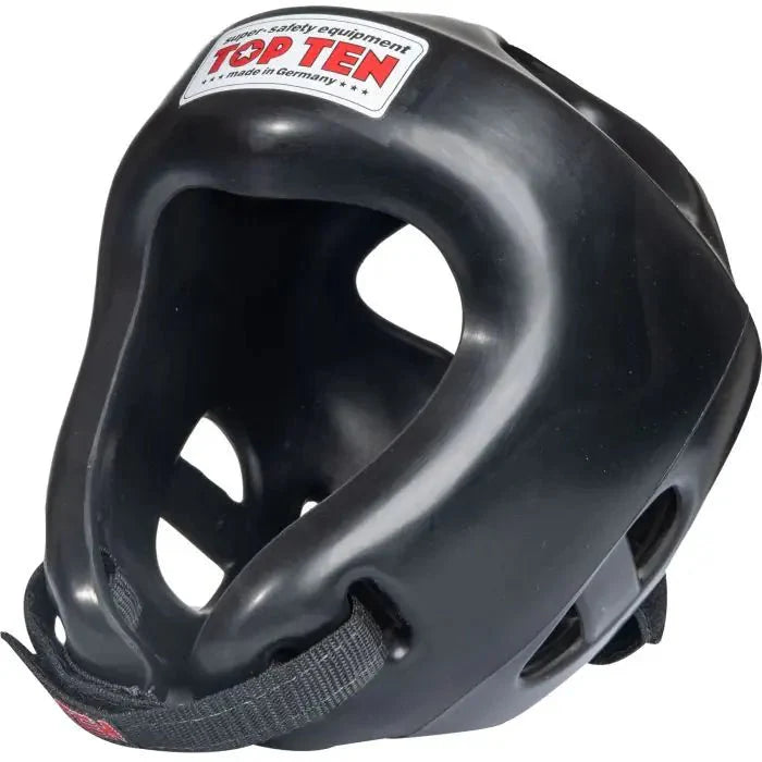 Polyurethane foam head protection detail on TOP TEN Competition Fight Head Guard Black Side