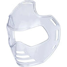 Angled view of TOP TEN SafeStrike face mask showing ergonomic transparent face protection